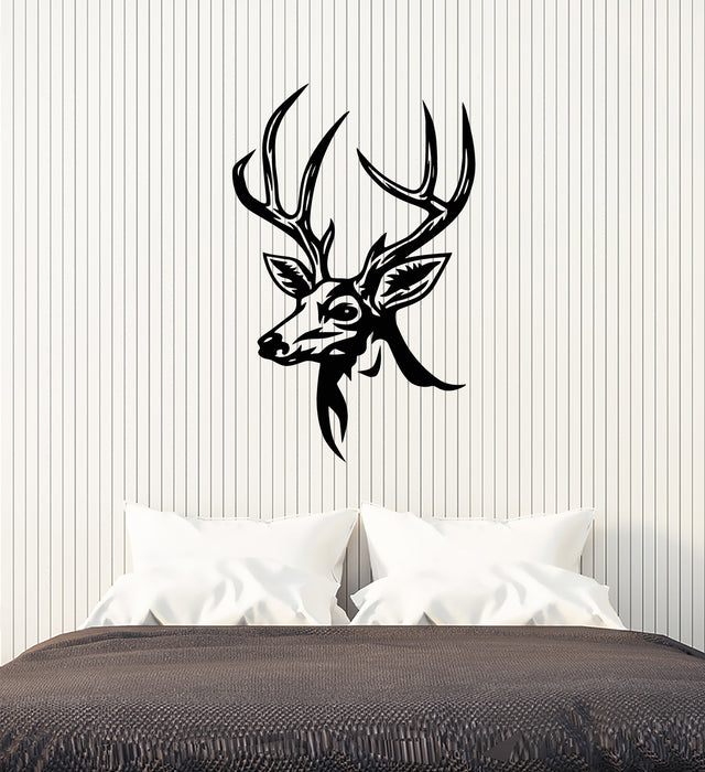 Vinyl Wall Decal Deer Head Hunting Club For Hunter Forest Animal Stickers (3724ig)