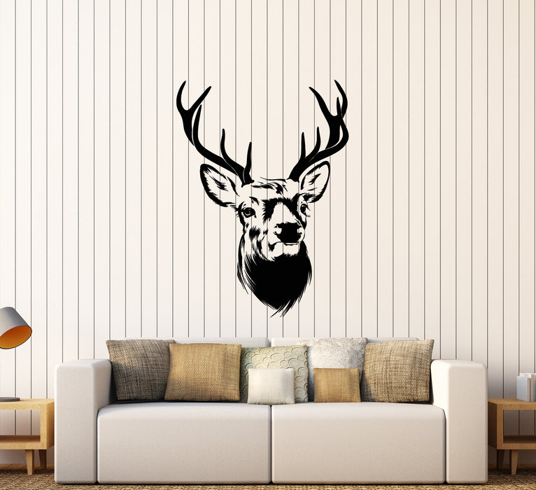 Vinyl Wall Decal Forest Deer Head Animal Horns Hunting House Stickers (4009ig)