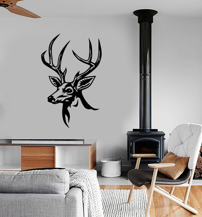 Vinyl Wall Decal Deer Head Hunting Club For Hunter Forest Animal Stickers (3724ig)