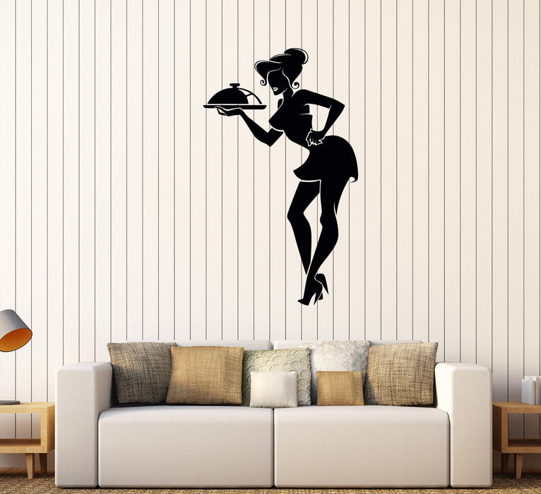 Vinyl Wall Decal Waitress Restaurant Cafe Bar Kitchen Decoration Stickers Unique Gift (507ig)