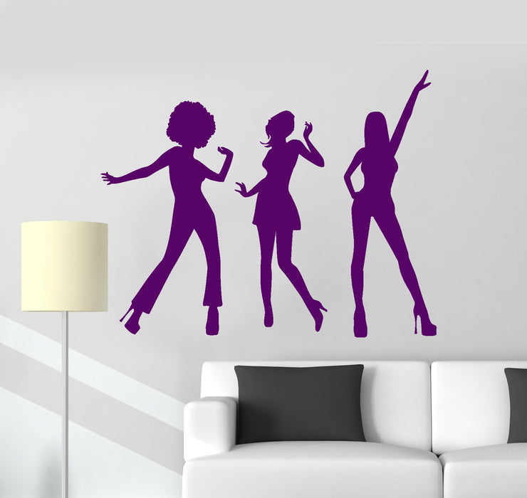 Vinyl Wall Decal Disco Dance Women Silhouette Music Girls Musical Stickers Murals Unique Gift (ig4968)