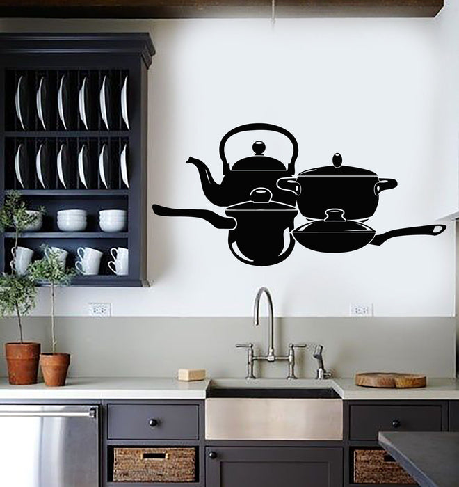 Vinyl Wall Decal Cookware Kitchen Decoration Cook Chef Stickers Unique Gift (ig4360)