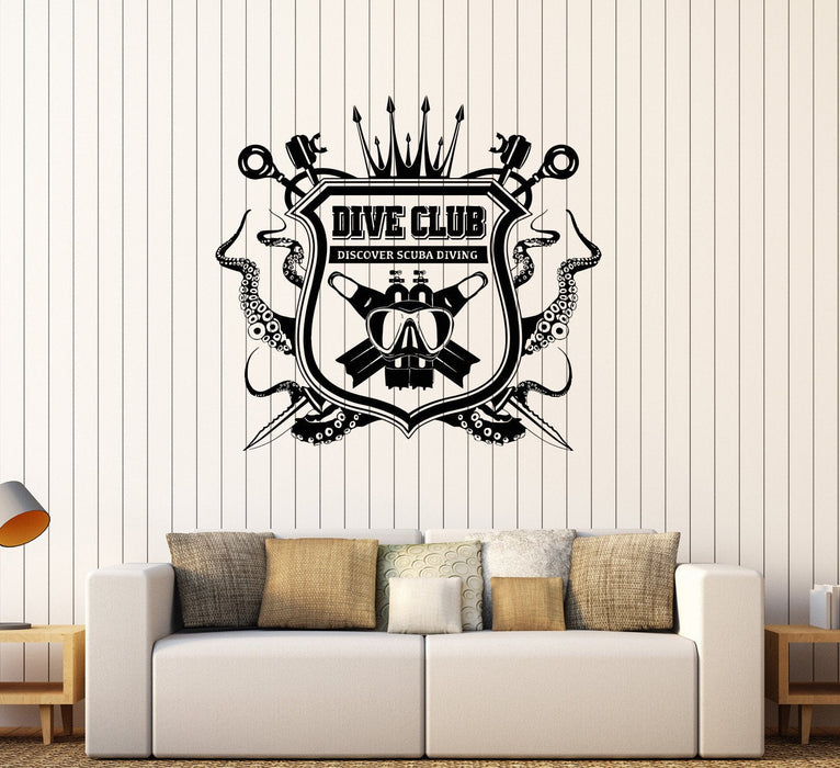 Виниловые наклейки на стену Клуб дайвинга и подводного плавания Экстремальные спортивные наклейки Уникальный подарок (285ig)