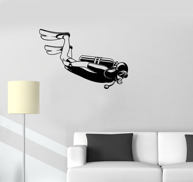 Vinyl Decal Diver Sports Water Extreme Sports Marine Ocean Wall Stickers Unique Gift (ig2714)