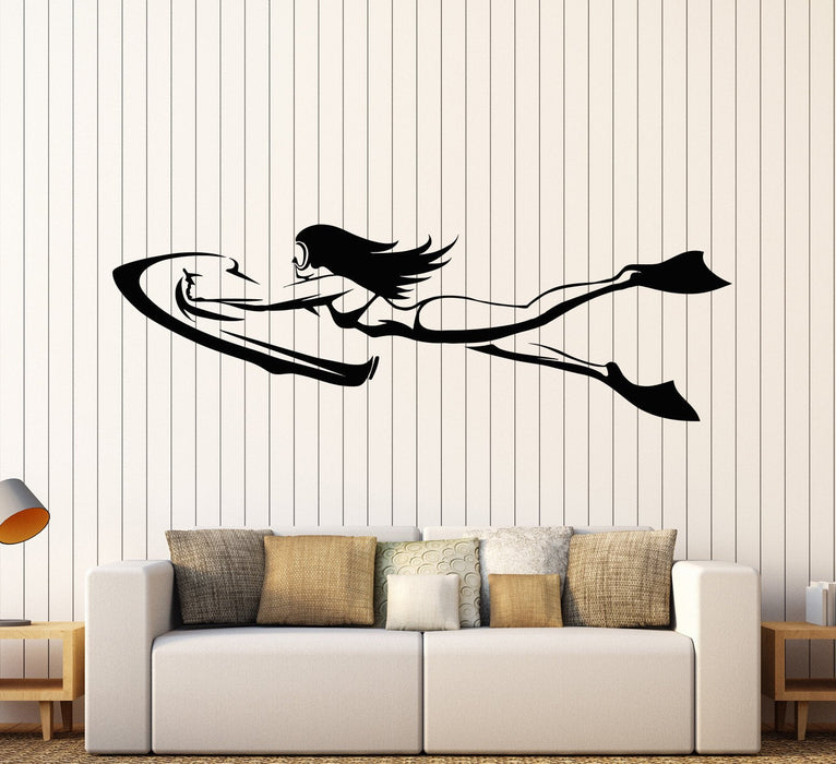 Vinyl Wall Decal Underwater Scooter Diving Girl In Swimsuit Stickers Unique Gift (1492ig)