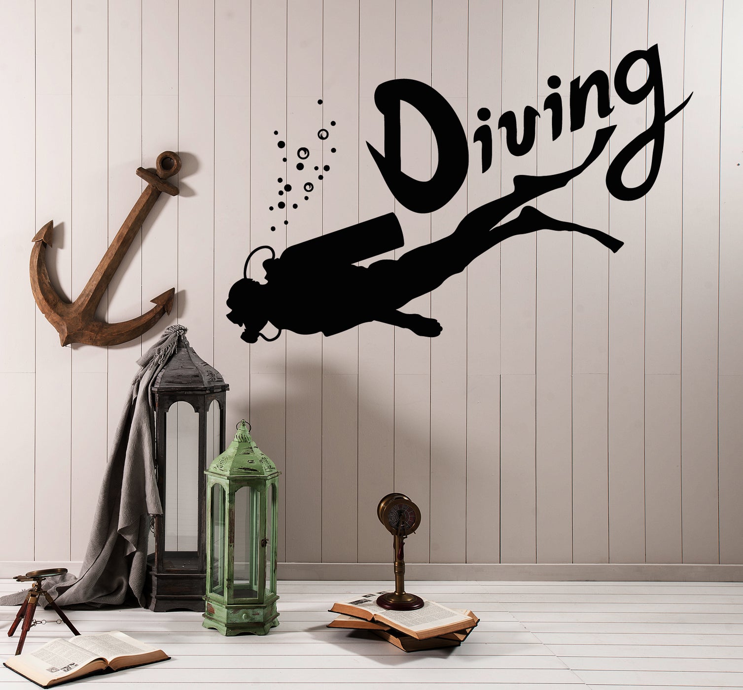 Vinyl Wall Decal Diving Club Scuba Diver Logo Stickers (3515ig ...
