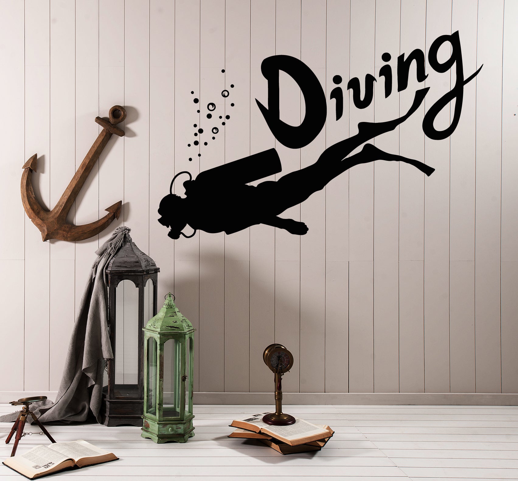 Vinyl Wall Decal Diving Club Scuba Diver Logo Stickers (3515ig ...