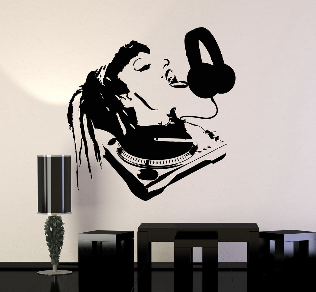 Headphone Vinyl Wall Sticker - Music Art DJ Decal 87 x 29