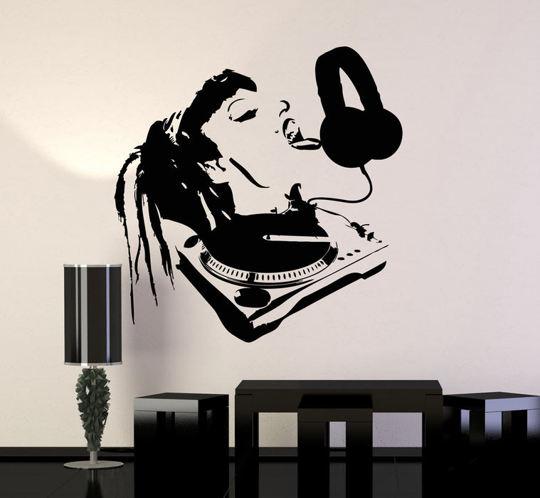 Vinyl Wall Decal Sexy DJ Girl Licking Headphones Music Party Night Club Stickers Unique Gift (ig4772)