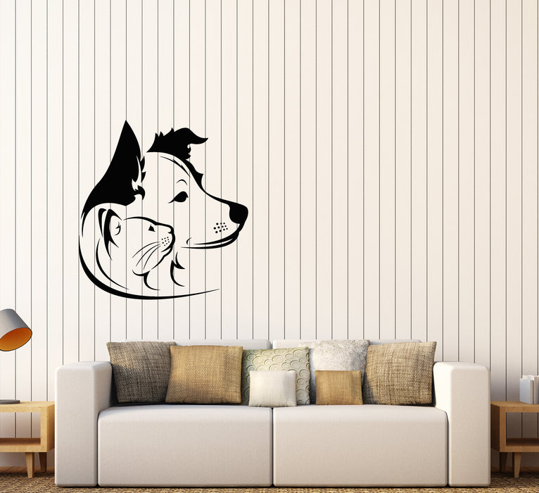 Vinyl Wall Decal Dog And Cat Pet Shop Home Animals Stickers (3625ig)