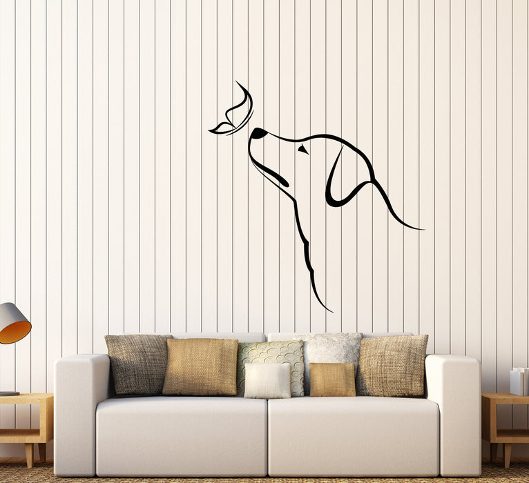 Vinyl Wall Decal Abstract Dog Butterfly Pet Home Animals Stickers (3456ig)