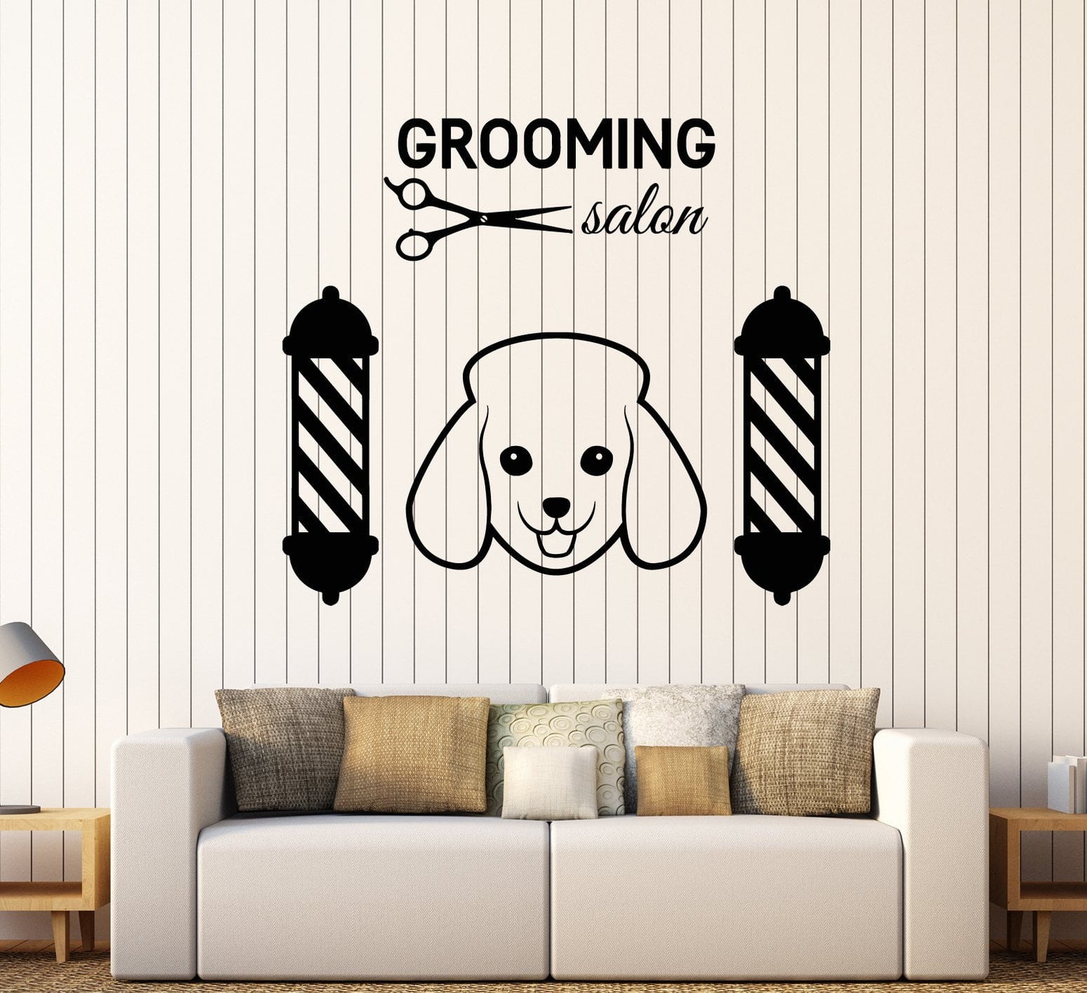 Grooming Sticker Vinyl Wall Decal Grooming Pet Dog Logo Scissors Stickers (2181ig ...