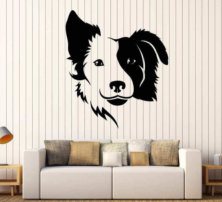 Vinyl Wall Decal Border Collie Shepherd Dog Head Pet Stickers (2259ig)