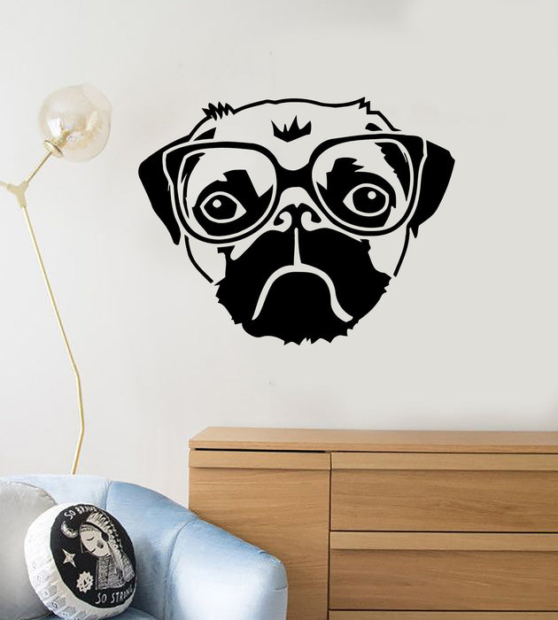 Vinyl Wall Decal Funny Head Dog Pet Animal Glasses Stickers Unique Gift (ig225)