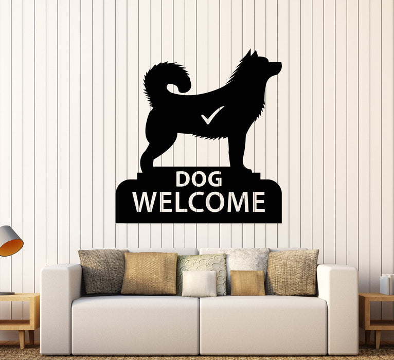 Vinyl Wall Decal Dog Signboard Welcome Pet Shop Stickers (2306ig)