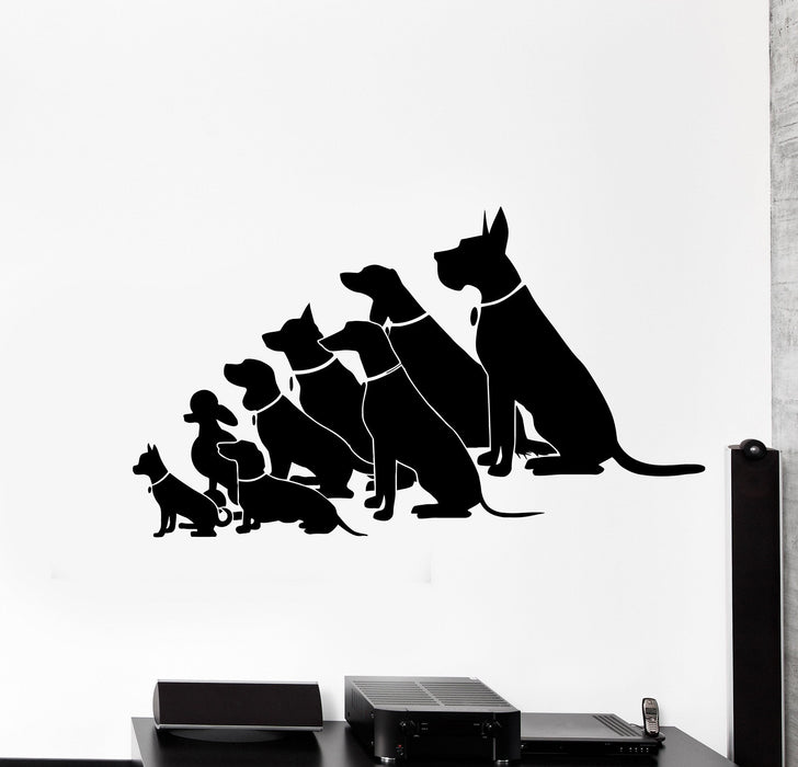 Vinyl Wall Decal Sitting Dogs Pet Shop Grooming Different Breeds Stickers Unique Gift (ig4885)