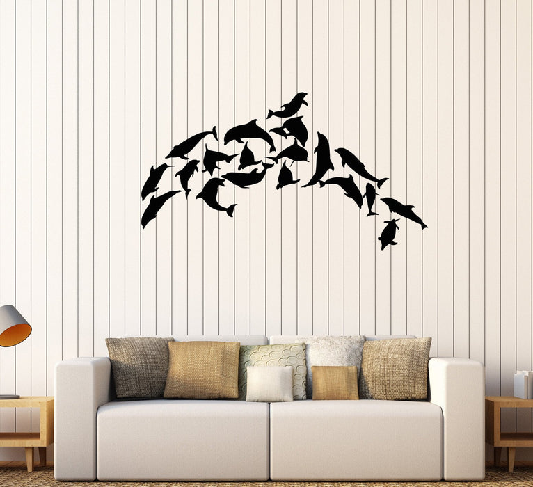 Vinyl Wall Mural Dolphins Marine Decor Ocean Stickers Unique Gift (158ig)