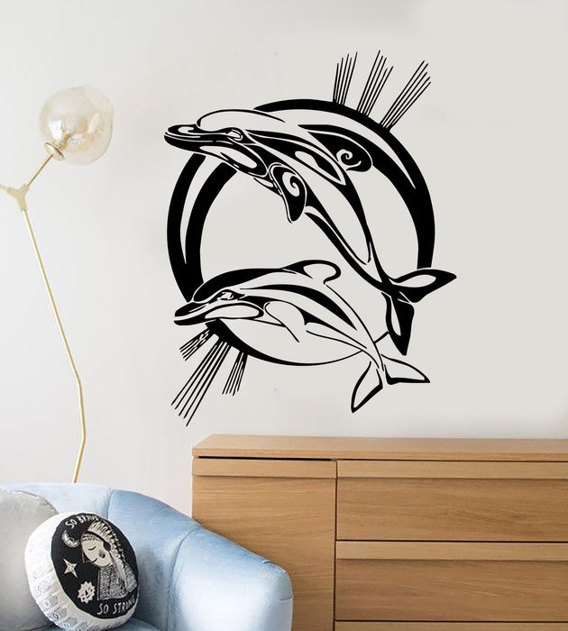 Vinyl Wall Decal Dolphins Marine Animals Ocean Stickers Mural Unique Gift (ig230)