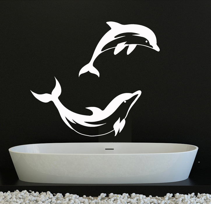 Vinyl Wall Decal Dolphins Bathroom Decor Ocean Marine Stickers Unique Gift (ig4221)