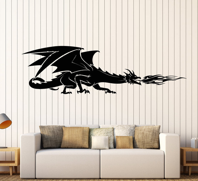 Vinyl Wall Decal Fire-Breathing Dragon Fantasy Fairy Tale Stickers Unique Gift (1760ig)