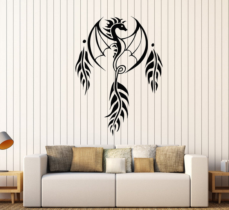 Vinyl Wall Decal Dragon Wings Dreamcatcher Fantasy Stickers Unique Gift (1010ig)