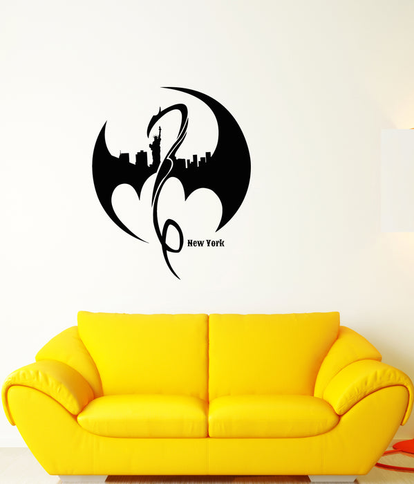 Vinyl Wall Decal New York City Sights Dragon Statue Of Liberty Logo Stickers (3954ig)