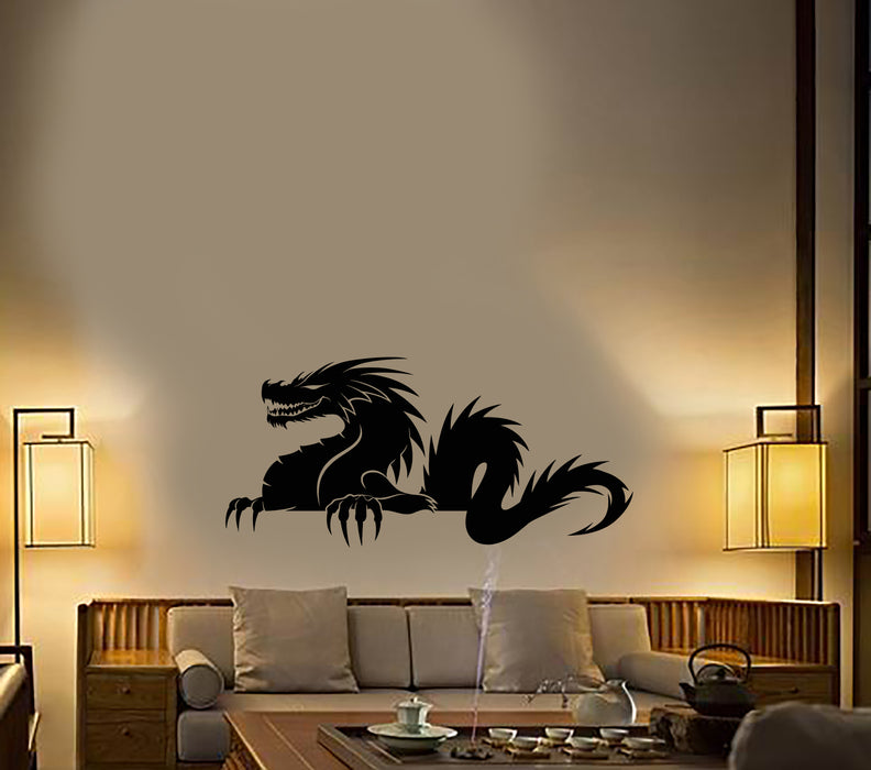 Autocollant mural en vinyle Silhouette de dragon asiatique Autocollants de bêtes fantastiques (3783ig)