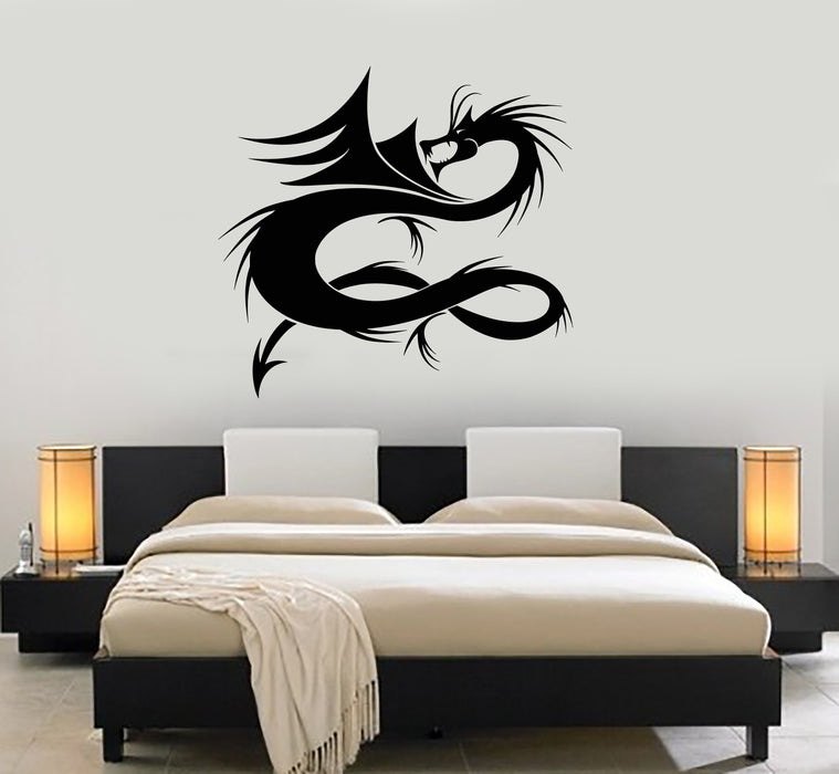 Vinyl Wall Decal Cartoon Chinese Dragon Ornament Silhouette Stickers (3322ig)