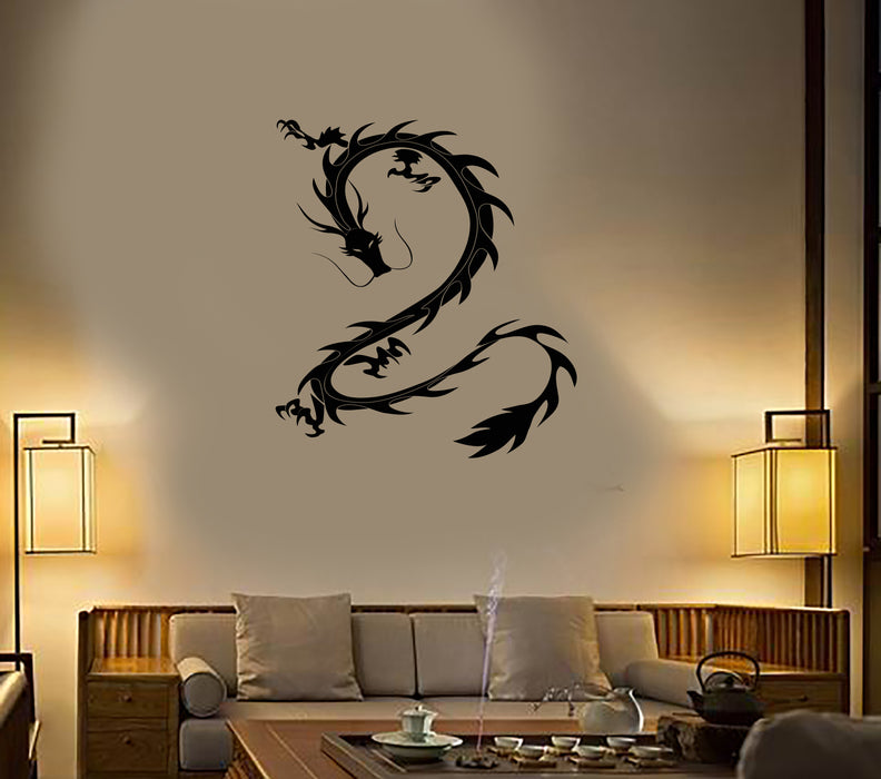 Vinyl Wall Decal Asian Dragon Ornament Chinese Oriental Style Fantasy Stickers (4176ig)