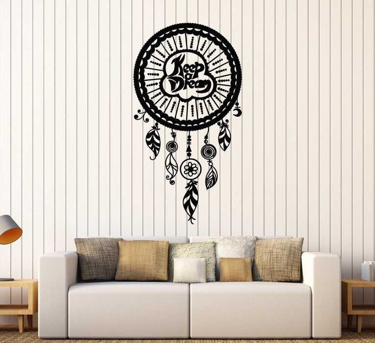 Vinyl Wall Decal Dreamcatcher Beautiful Feathers Dream Keep Stickers Unique Gift (1312ig)