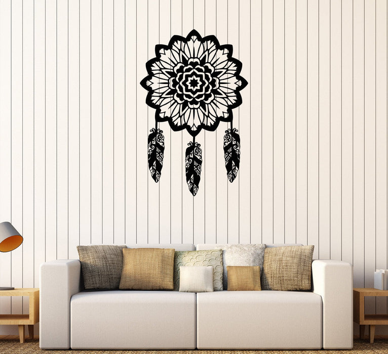 Vinyl Wall Decal Dreamcatcher Bedroom Decoration Feathers Mural Stickers Unique Gift (456ig)