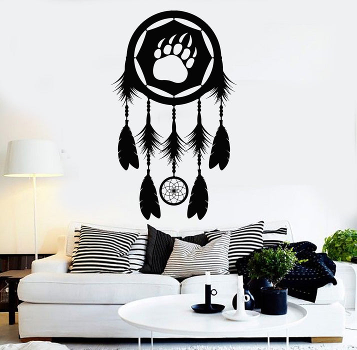 Vinyl Wall Decal Dreamcatcher Paw Bear Tribal Bedroom Stickers Unique Gift (ig4049)