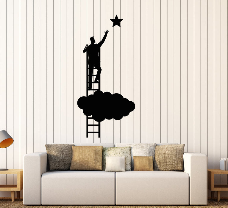 Vinyl Wall Decal Cartoon Man Career Ladder Dream Star Goal Stickers (2514ig)