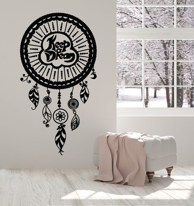 Vinyl Wall Decal Dreamcatcher Beautiful Feathers Dream Keep Stickers Unique Gift (1312ig)