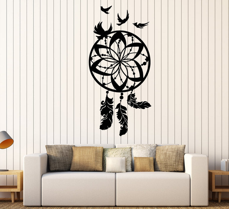 Vinyl Wall Decal Beautiful Dreamcatcher Protective Amulet Bird Feathers Stickers Unique Gift (2046ig)