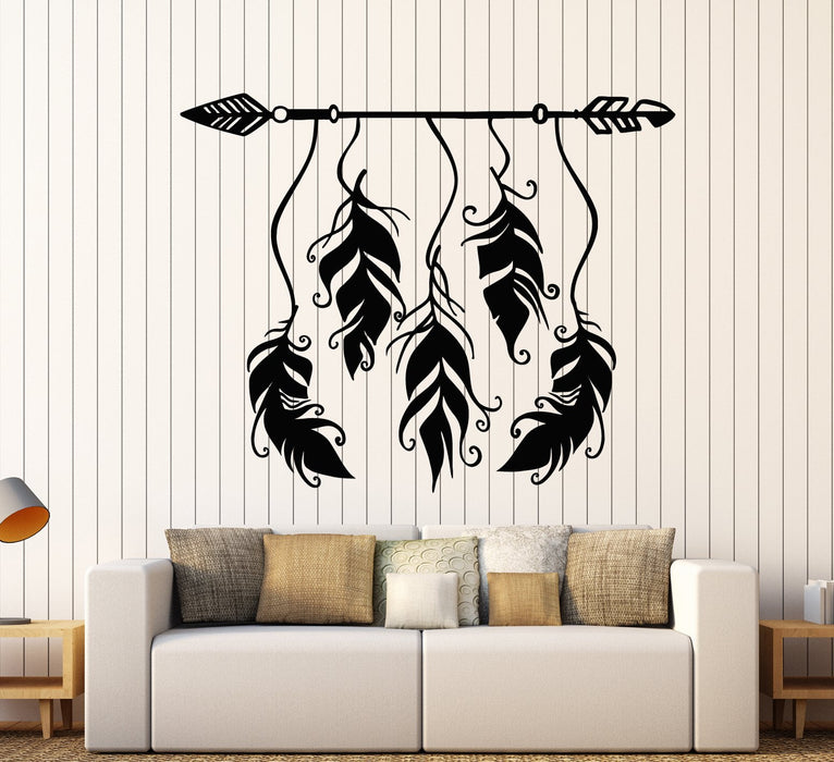 Vinyl Wall Decal Ethnic Style Arrow Bird Feathers Protective Amulet Stickers (2382ig)