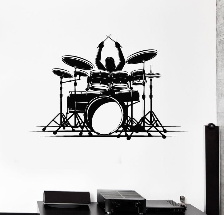 Vinyl Wall Decal Drummer Music Drum Musical Art Rock Pop Stickers Unique Gift (ig4641)