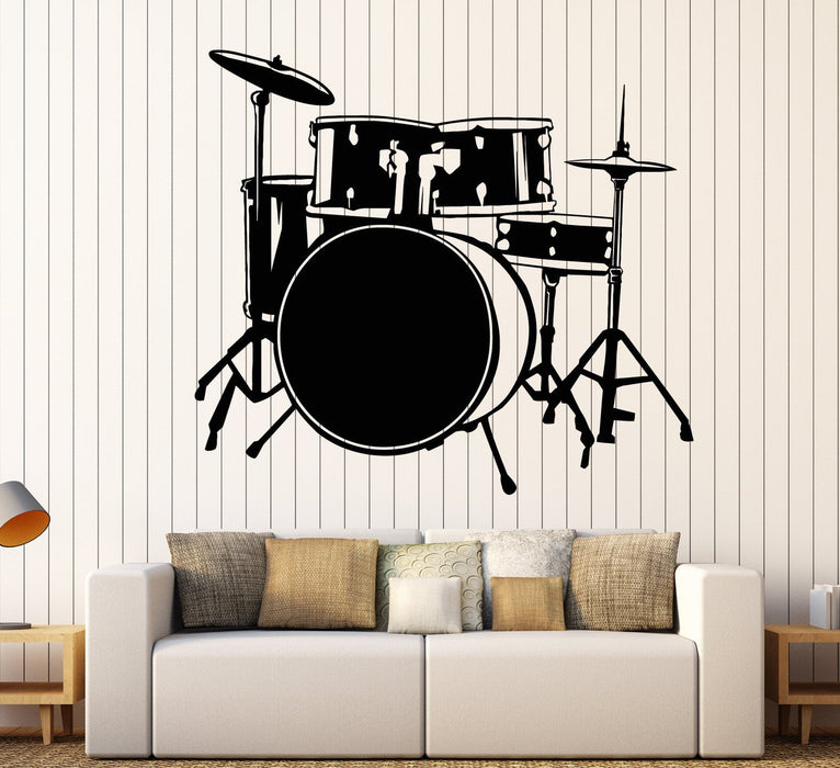 Vinyl Wall Decal Drum Kit Drummer Music Musician Musical Instrument Stickers Unique Gift (1770ig)