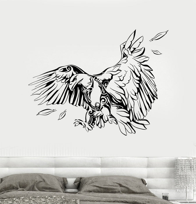 Viny Wall Decal Abstract American Bird Bald Eagle Feathers Stickers Unique Gift (1902ig)