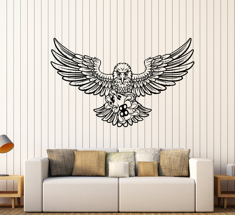 Vinyl Wall Decal Bald Eagle Feathers Gamer's Room Joystick Stickers (3241ig)