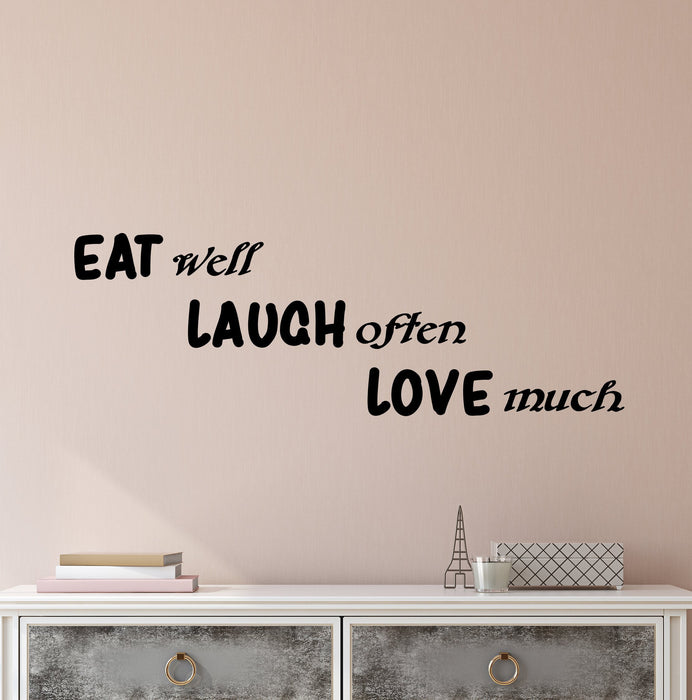 Vinyl Wall Decal Stickers Positive Motivation Quote Words Inspiring Eat Well Love Much Letters 2523ig (22.5 in x 7 in)