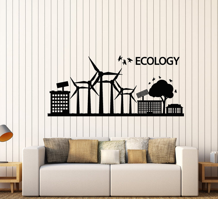 Vinyl Wall Decal Ecology Logo Solar Panels Environment Protection of Nature Sticker 2567ig