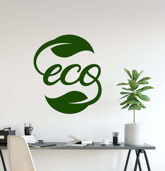 Vinyl Wall Decal Ecology Eco Word Logo Nature Leaves Stickers (3982ig)