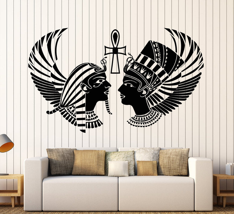 Vinyl Wall Decal Egyptian King Queen Head Pharaoh Ancient Egypt Stickers Unique Gift (1838ig)
