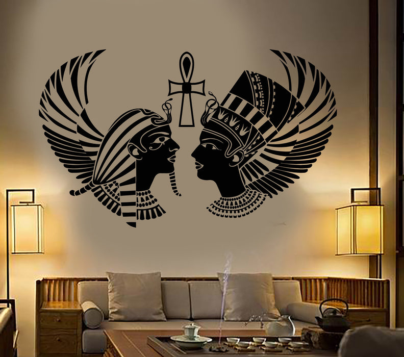 Vinyl Wall Decal Egyptian King Queen Head Pharaoh Ancient Egypt Stickers Unique Gift (1838ig)