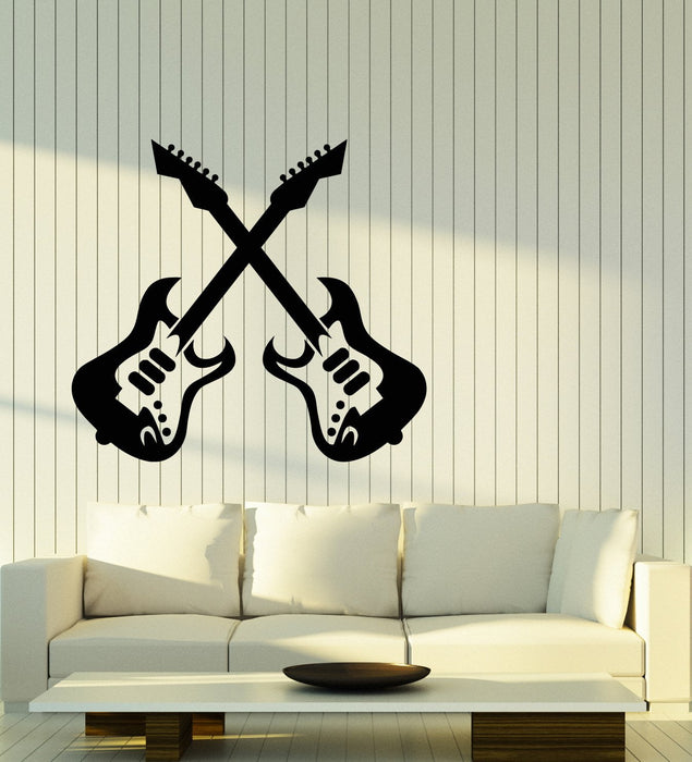 Vinyl Wall Decal Electric Guitar Rock Music Musician Stickers (2709ig)