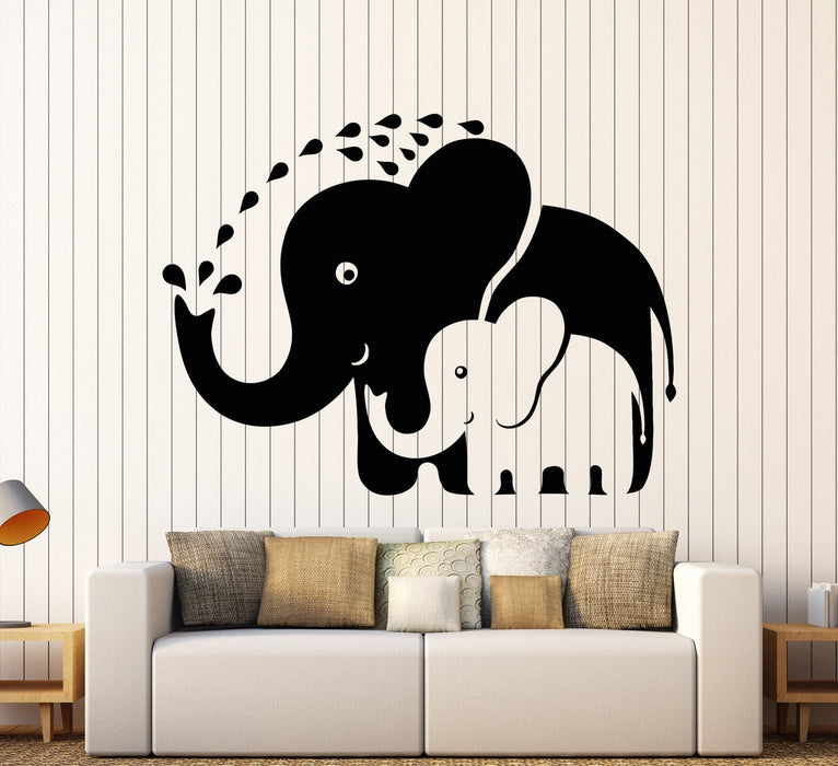 Vinyl Wall Decal Cartoon Funny Elephants Family Nursery Room Stickers Unique Gift (1412ig)
