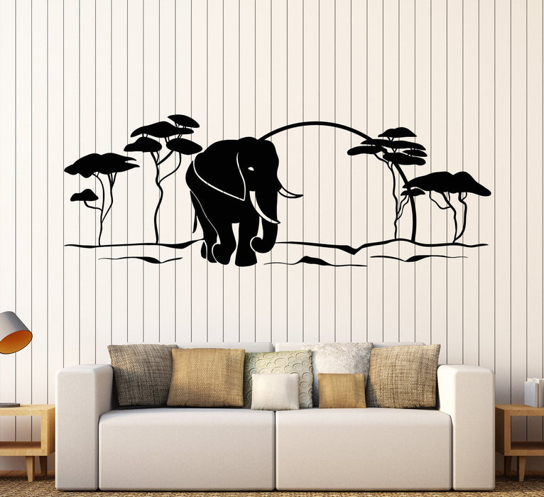 Vinyl Wall Decal African Landscape Animal Elephant Nature Tree Stickers Unique Gift (1865ig)