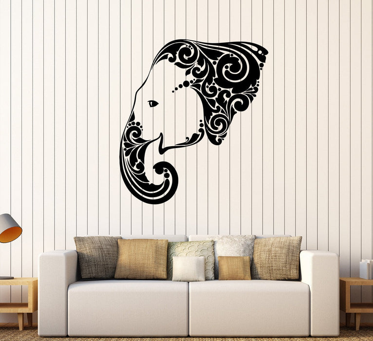 Vinyl Wall Decal Elephant Head Ornament Pattern Room Stickers Unique Gift (487ig)