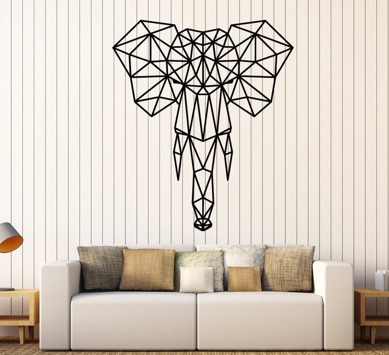 Vinyl Wall Decal Abstract Geometric African Animal Elephant Head Stickers Unique Gift (2064ig)